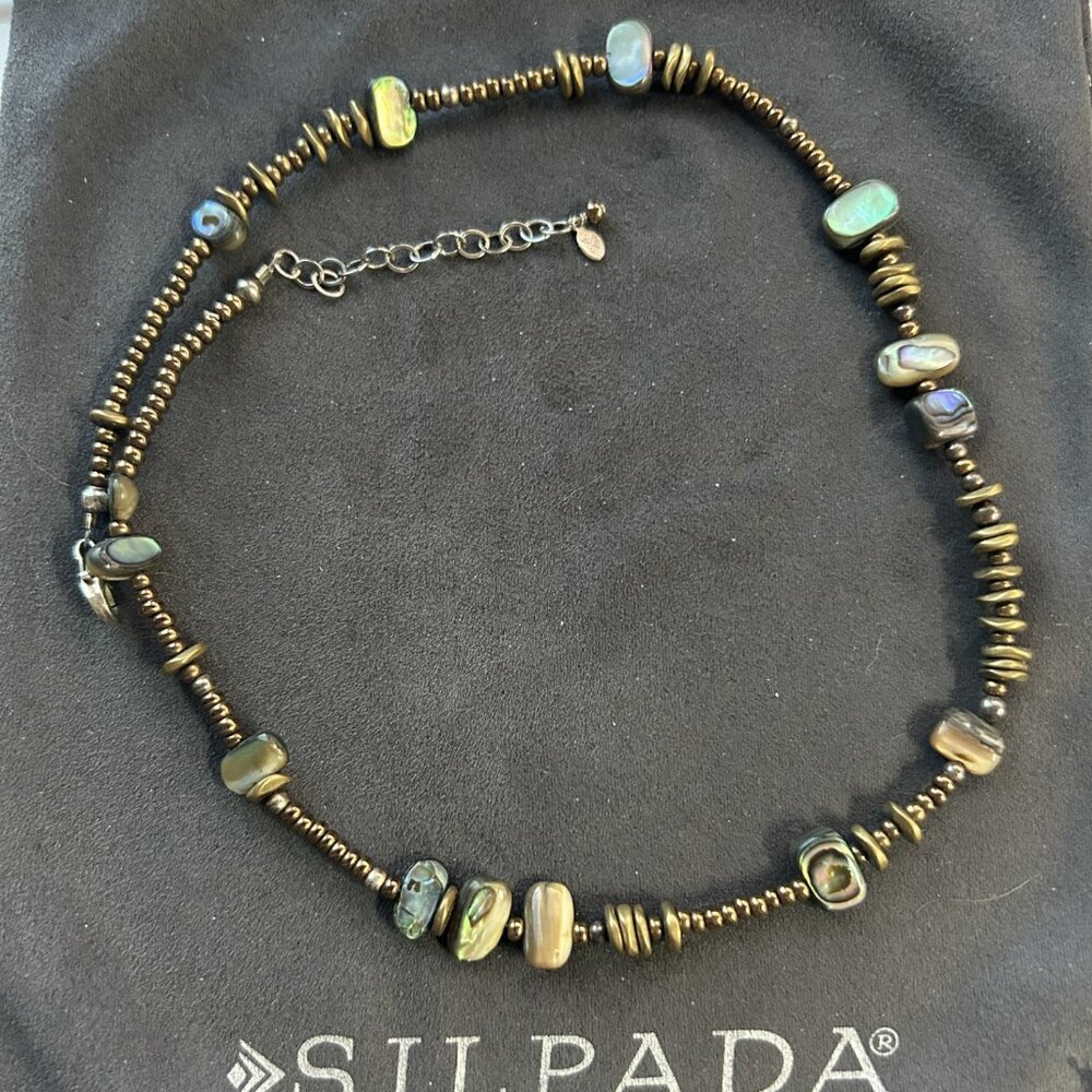 Silpada Abalone Shell and Brass Bead Necklace N1729